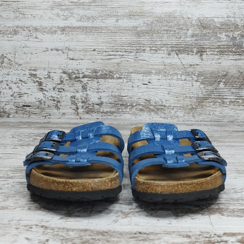 🟦Sz 37 Like New Birkenstock Blue Triple Strap Slide Sandal - Picture 8 of 16